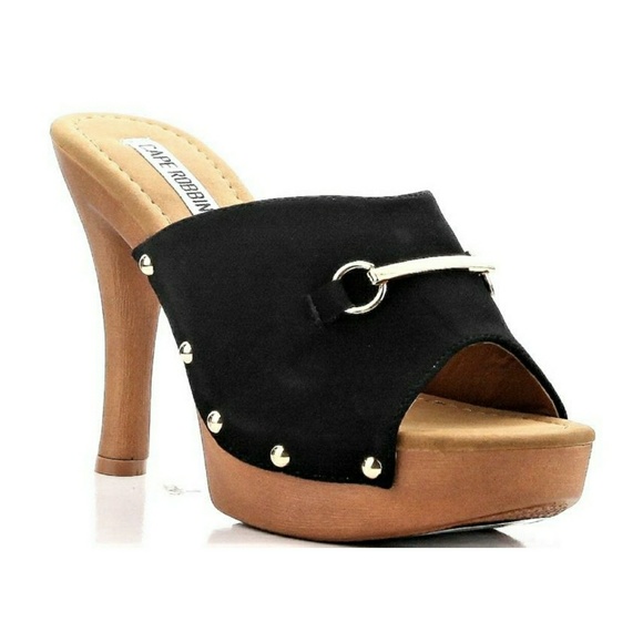 Black 80s Vintage Peep Toe Mules - Picture 3 of 4